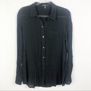 TRUE RELIGION | Button Front Crepe Shirt Black L